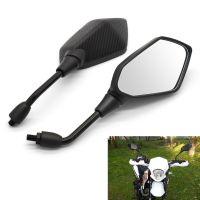 2Pcs/Pair Motorcycle Mirror Carbon Fiber White Glass Rearview Mirrors For Ducati 998 Honda CB190R VT1100 GROM MSX125 300