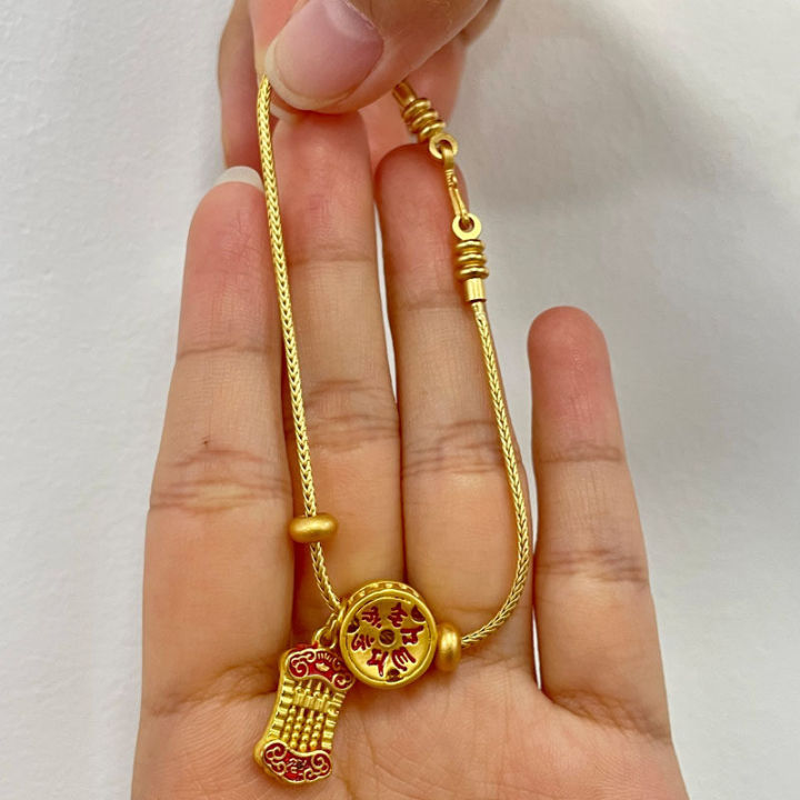 สร้อยข้อมือลูกคิดนำโชคทำด้วยมือแบบ-diy-สร้อยข้อมือโอนเงินทอง24k-สำหรับจะไม่จางชายและหญิงมอบของขวัญและเครื่องประดับพัฒนาได้รับความนิยม