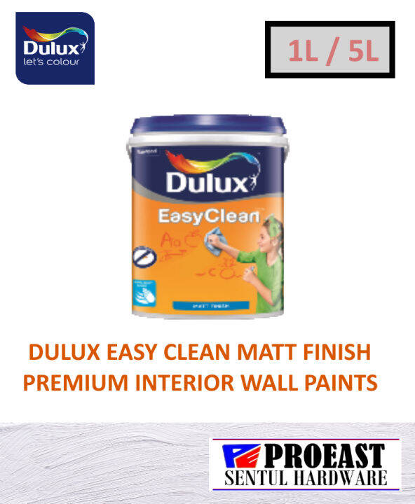 1L/5L ICI DULUX Easy Clean Matt Finish Premium Interior Wall Paints ...