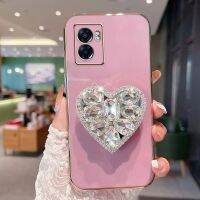 {Taoyitao Case} เคสโทรศัพท์ลวดดัดฟันเพชรรูปหัวใจแสงระยิบระยับหรูหราสำหรับ OPPO A77ที่วางแบบตั้งได้ A57 77 A57s A17 A74 A54 A94 A54S A5s