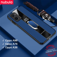 NUBULA A96 Oppo | A76 OPPO | OPPO ฝาครอบ A36 OPPO เคสหนัง PU ขอบนิ่มกันกระแทกฝาครอบด้านหลังเคสมือถือ A96 A76 Hp Op พร้อมที่ยึดแม่เหล็กขาตั้งสายคล้องมือสำหรับ Oppo A96 A76 A36