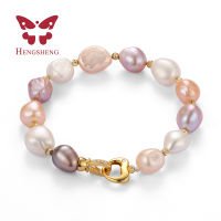 HENGSHENG 2019 new arrival 9-10mm baroque pearl celets for women, white pink purple colorful Baroque pearl with silver clasp