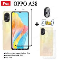 OPPO 3 IN 1 A38กระจกเทมเปอร์ปกป้องหน้าจอสำหรับ OPPO A98 A78 A58 A96 A77S A17K A57กระจกเทมเปอร์2022พร้อมตัวป้องกันกล้อง