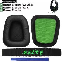 [A Necessary]เปลี่ยนโฟมผ้าปูที่นอนที่ครอบหูปลอกหมอนถ้วย Muffs สีเขียวสำหรับ Razer Chimaera Electra V2 7.1 USB ชุดหูฟัง