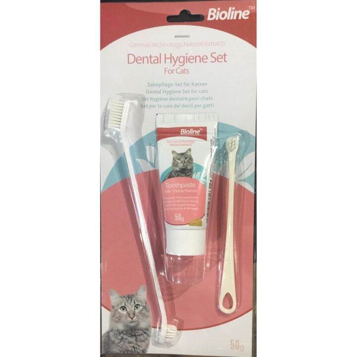 Bioline: Dental Hygiene Set for Cats (Cheese Toothpaste) | Lazada PH