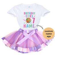 Baby Girl Birthday Dress Rainbow Multicolor Kids Dresses Girls 3 4 5 6 Years Children Girl 2022 Summer Number Cartoon Clothes