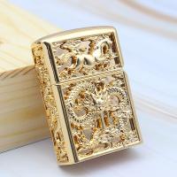 [COD] chief leader heavy armor hollow dragon windproof creative kerosene lighter copper old-fashioned retro male