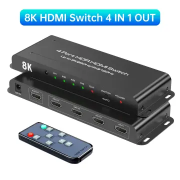 8K HDMI 2.1 Switch 120Hz 4K 4 in 1 Out, BolAAzuL 8K@60Hz HDMI 2.1 Splitter  Switcher Selector Box 4-Port with Remote 4K 120Hz 2K 144Hz, HDMI 4x1 HDR