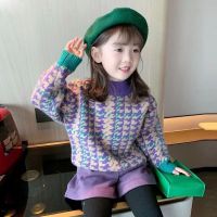 [COD] sweater 2023 autumn and winter new foreign style houndstooth childrens pullover outerwear thickened warm knitted bottoming