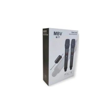 mbv-ไมค์ลอยคู่-ไมค์ลอยแบบพกพา-ดูดเสียงชัด-ใช้ดี-รับประกัน-1ปี-microphone-uhfปรับความถี่ได้-รุ่น-m77-มีบริการเก็บเงินปลายทาง