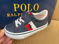 Ralphˉ Laurenˉ 2023 navy PU leather single buckle personalized boys and girls sneakers