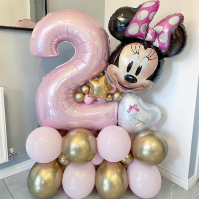 31 ชิ้น/เซ็ต Disney Theme Party Minnie Mouse หัวลูกโป่งฟอยล์ 40 นิ้วจำนวนลูกโป่งสาววันเกิด Baby Shower Party ตกแต่ง-iewo9238