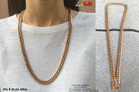 สร้อยคอพิ้งโกล Rosegold กลมคู่8มิล 60เซน สแตนเลสแท้100% stainless 316l สร้อยคอโซ่ Hiphop necklace allacc