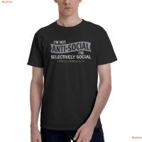 BayLine Im Not Anti-Social Im Selectively Cool Sarcastic Novelty Graphic Funny ค้นหาความเป็นตัวเองเสื้อยืดสไตล์ลายที่ไม่ซ้ำใคร