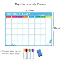 Dry Board Magnetic Weekly Monthly Planner Calendar for Kids Message Memo Practice Fridge Magnet Whiteboard Planner Wall Stickers