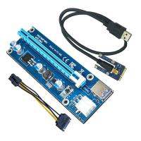 Mini PCI-E to PCI Express Extender Riser Card PCIE 1x to 16x Slot USB3.0 Data Cable SATA to 6Pin Power Supply for Bitcoin Mining Cables