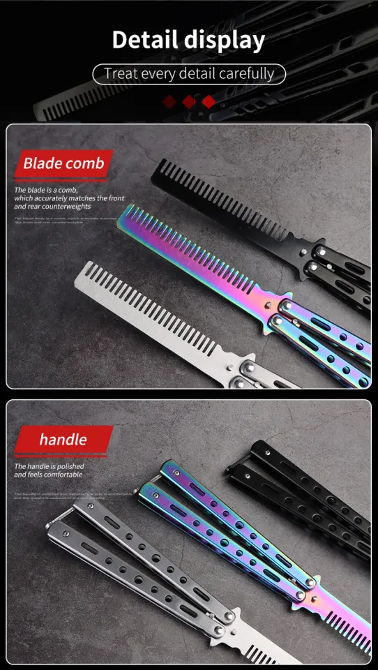 Mobestech Butterfly Comb Stainless Steel Rainbow Portable Safe Foldable  Hair Trimmer Cool Combs for Practice Training Beginner