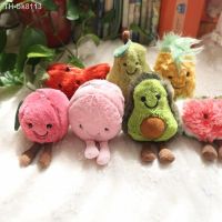 ♞▥ Cartoon Fruit Plushie Pendant Avocado Watermelon Pineapple Pear Soft Keychain Keyring Bag Holder Fresh Pompom Stuffed Doll Toys