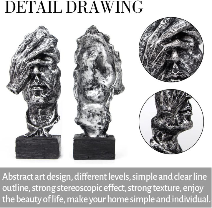 fumisee-3-pcs-thinker-statue-silence-is-gold-abstract-art-figurine-no-hear-no-see-no-speak-modern-home-resin-sculptures-decorative-objects-desktop-decor-silver-gold-silver