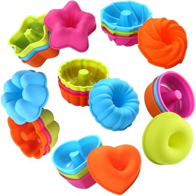 Donuts Silicone Pastry Molds for Oven Individual 3D Mini Dessert Flowers Heart Star Muffins Cupcake Baking Pan Tray
