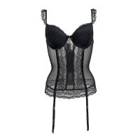 【LZ】❧㍿☫  Bustier sexy com cinto para mulheres renda de gaze de várias cores laço floral osso de peixe cintura espartilho com meias clipes metálicos SH025