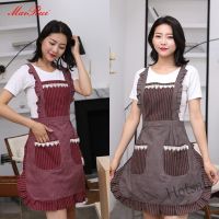 【hot sale】❈■✽ D13 Double-layer cotton kitchen apron fashionable and beautiful lace cotton double shoulder strap cute overalls las wave edge apron