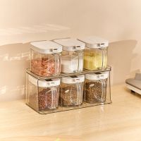 [COD] Wall-mounted combination seasoning box kitchen oil salt and vinegar jar ingredients storage automatic switch