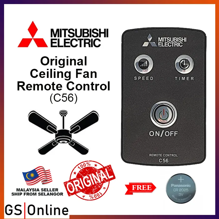 Original Mitsubishi Ceiling Fan Remote Control (C56RQ5) Lazada