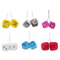 4/6/7/7.5 ซม. Fuzzy Multicolor Plush Dices รถแขวนจี้ลูกเต๋าปีใหม่กำมะหยี่ลูกเต๋าตกแต่งกระจกมองหลังจัดแต่งทรงผม-SJK STORE