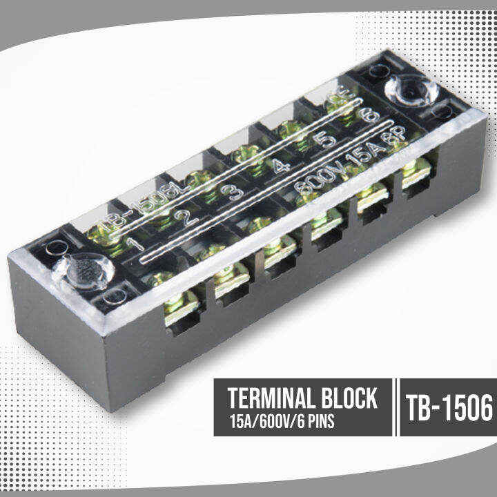 15A Terminal Block Molded Type Electrical TB-1506 15A 600V 6 PIN ...