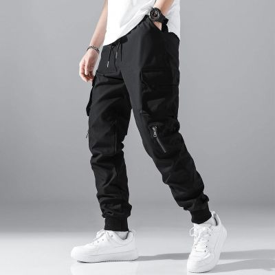 Men Zip Detail Flap Pocket Side Drawstring Waist Cargo Pants