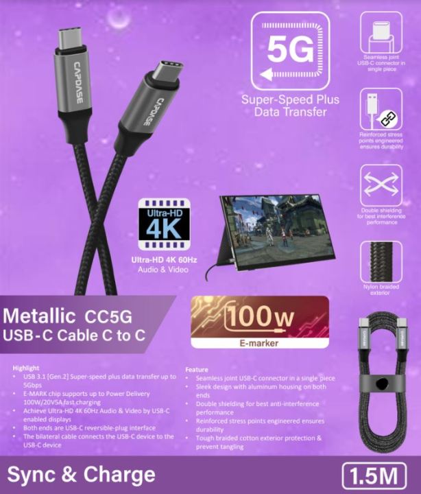 capdase-metallic-sync-amp-charge-cc5g-4k-5g-100w-max-cable-1-5m