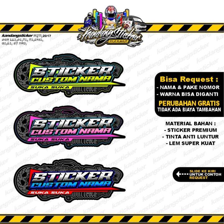 Stiker Racing Custom Satuan Nama Suka Suka Sticker Bengkel Motor Stiker