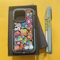 Casetify X Toy Story เคสโทรศัพท์มือถืออะคริลิค TPU ใส แบบแข็ง ปิดด้านหลัง ลายฉลากกลิตเตอร์ สีฟ้า พร้อมกล่อง สําหรับ Apple IPhone 11 12 13 14 Pro Max