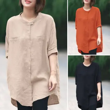 ZANZEA Women Blouse Long Sleeve Button Cotton Casual Loose Basic Tops Shirt  Ladies