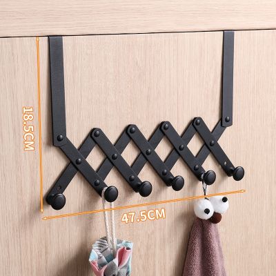 【YF】 Telescopic Stainless Steel Hook Row Behind The Door Perforated Clothes Hanger Bedroom Coat Bathroom Organizer Rack