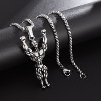 Fashion Weightlifting Bodybuilder Muscle Athlete Pendant Necklace Muscle Warrior Casual Necklace Gym Accessories Gift Fashion Chain Necklaces