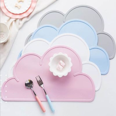 1Pcs Cloud Shape Placemat Kids Plate Mat Waterproof Silicone Placemat Easy Clean Non-Slip Waterproof Heat Insulation Table Mat