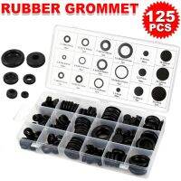 125pcs Boxed Fireproof Rubber Gasket Combination Black Plastic Rubber Flat Washer Plane Spacer Insulation Gasket Ring For Screw Nails  Screws Fastener