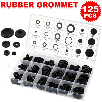 125pcs Boxed Fireproof Rubber Gasket Combination Black Plastic Rubber Flat Washer Plane Spacer Insulation Gasket Ring For Screw Nails  Screws Fastener