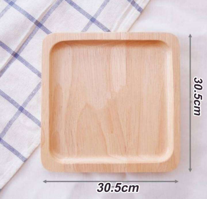 จานไม้-ถาดไม้-สี่เหลี่ยมจตุรัส-rubber-wood-tray-size30-5cm-x-30-5cm-x-1-5cm-ถาดตกแต่ง