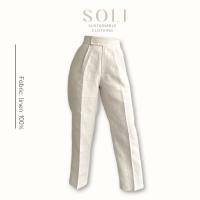 Tuxedo Cropped Pants (Natural Linen)