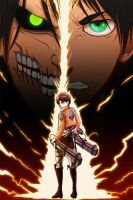 ผ่าพิภพไททันโจมตี2 Eren Jaeger อะนิเมะร้อนศิลปะการพิมพ์ภาพของตกแต่งผนังบ้านโปสเตอร์ผ้าไหม0726