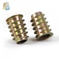 M4 M5 M6 M8 Zinc Alloy Thread For Wood Insert Nut Flanged Hex Drive Head Furniture Nuts Nails  Screws Fasteners