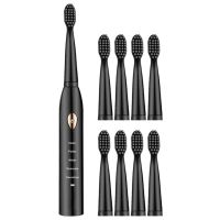 HOKDS With 8 Replacement Heads Cleaning Portable 5 Modes For Adults Electric Toothbrush Ultrasonic Automatic Whitening Dental Care