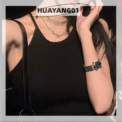 HUAYANG01 [2023 new HOT FASHION] lazlook เสื้อกล้ามสายเดี่ยวถักลายทางสำหรับผู้หญิงเสื้อกล้ามเปลือยหลังแขนกุดเซ็กซี่ฤดูร้อน