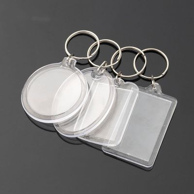 【LZ】❀  5 pçs plástico transparente photo frame etiquetas chave fobs anéis etiquetas de nome com anel rachado para bagagem chaveiros chaveiro diy