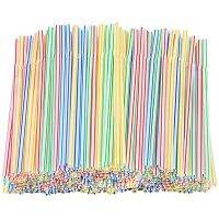 1000 1500Pcs Fluorescent Plastic Bendable Drinking Straws Disposable Beverage Straws Wedding Decor Mixed Colors Party Supplies