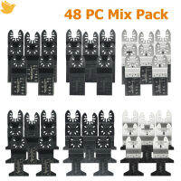 Leficus【Ready stock】48Pcs Oscillating Multitool Quick Release Saw Blade Kit การตัดที่แม่นยำสำหรับการตัดไม้โลหะ Plastics