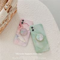 [COD] Ins light green marble mother-of-pearl stand iPhone13Promax mobile phone case suitable for XR/14Pro